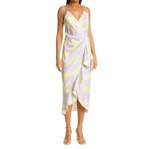 Mother of all Lisa Print Stretch Silk Wrap Dress Size L